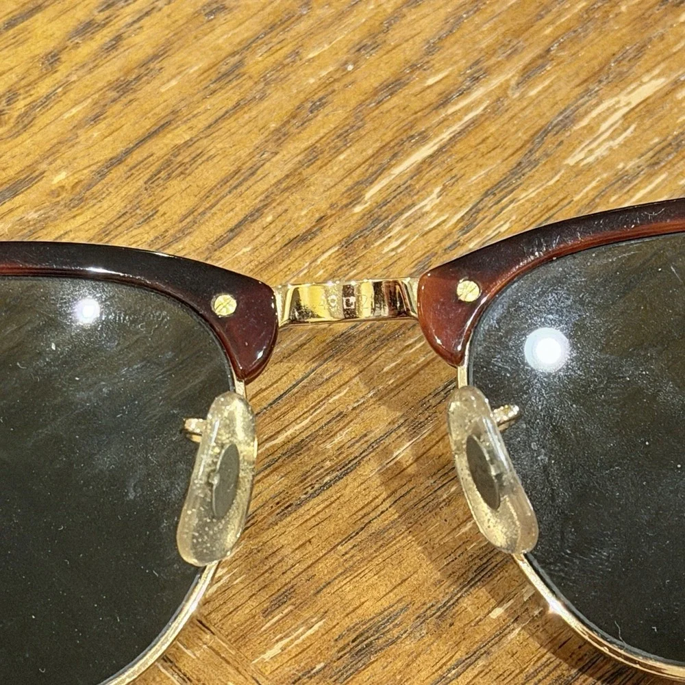 Ray-Ban RB3016 Clubmaster W0366 49mm Tortoise Gold G-15 Green Sunglasses Italy